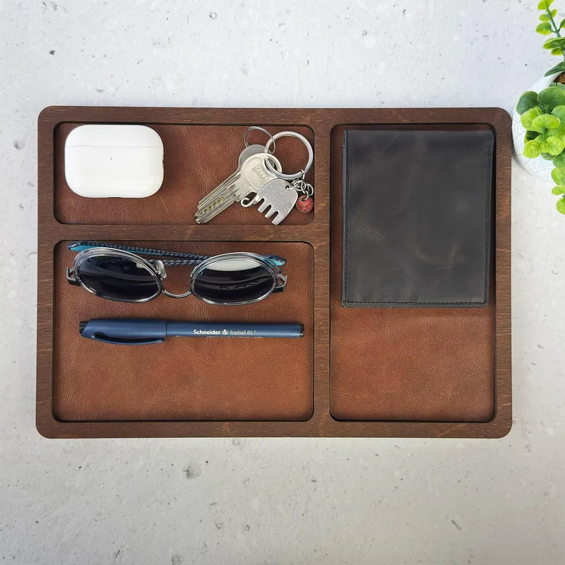 Wood Leather Organizers