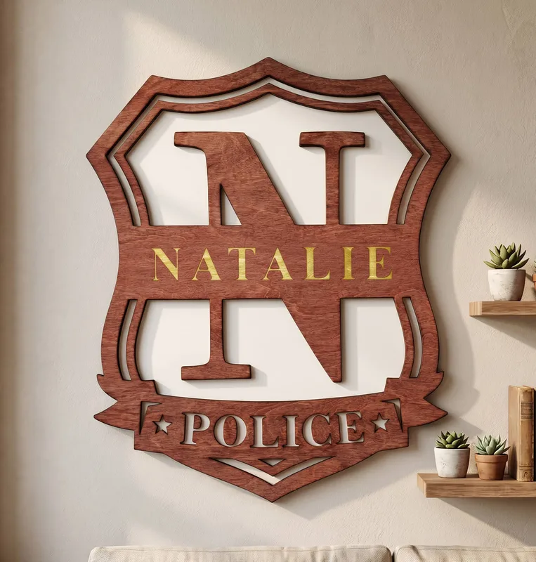 Wooden Letter Police Monogram