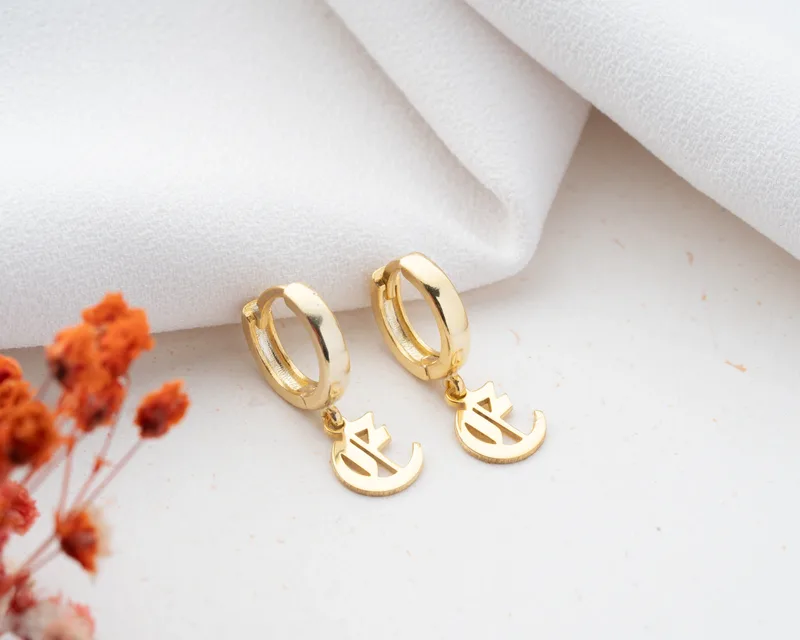925 Sterling Silver Dangling Letter Earrings